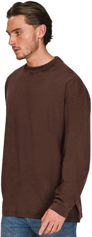 Casual Ringspun Combed 180 Acid Wash Oversize Extended Neck Long Sleeve Tall T