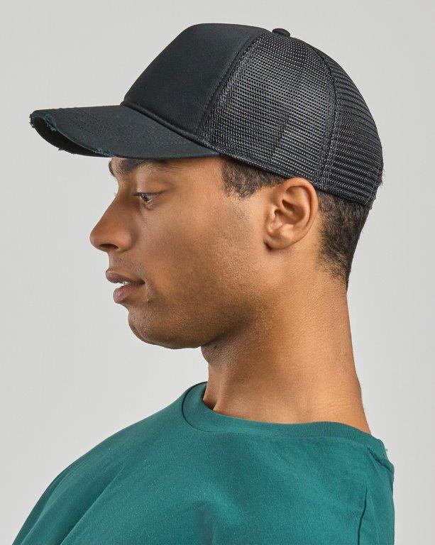 Atlantis Rapper Destroyed 5 Panel Weathered Trucker Cap