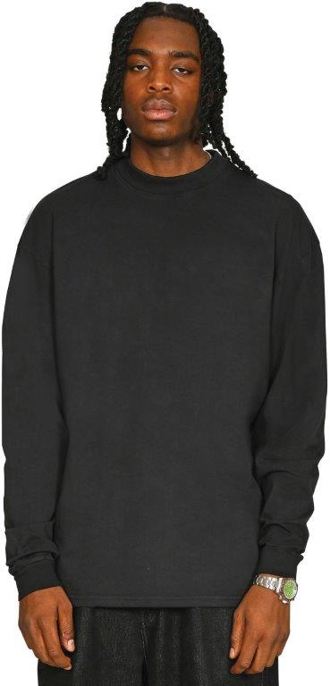 Casual Ringspun Combed 180 Acid Wash Oversize Extended Neck Long Sleeve T