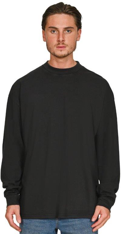 Casual Ringspun Combed 180 Acid Wash Oversize Extended Neck Long Sleeve Tall T