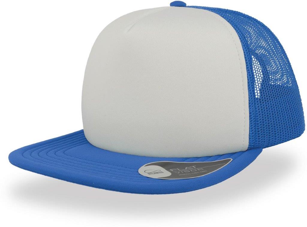 Atlantis# Snap 90s Flat Visor 5 Panel Trucker Cap