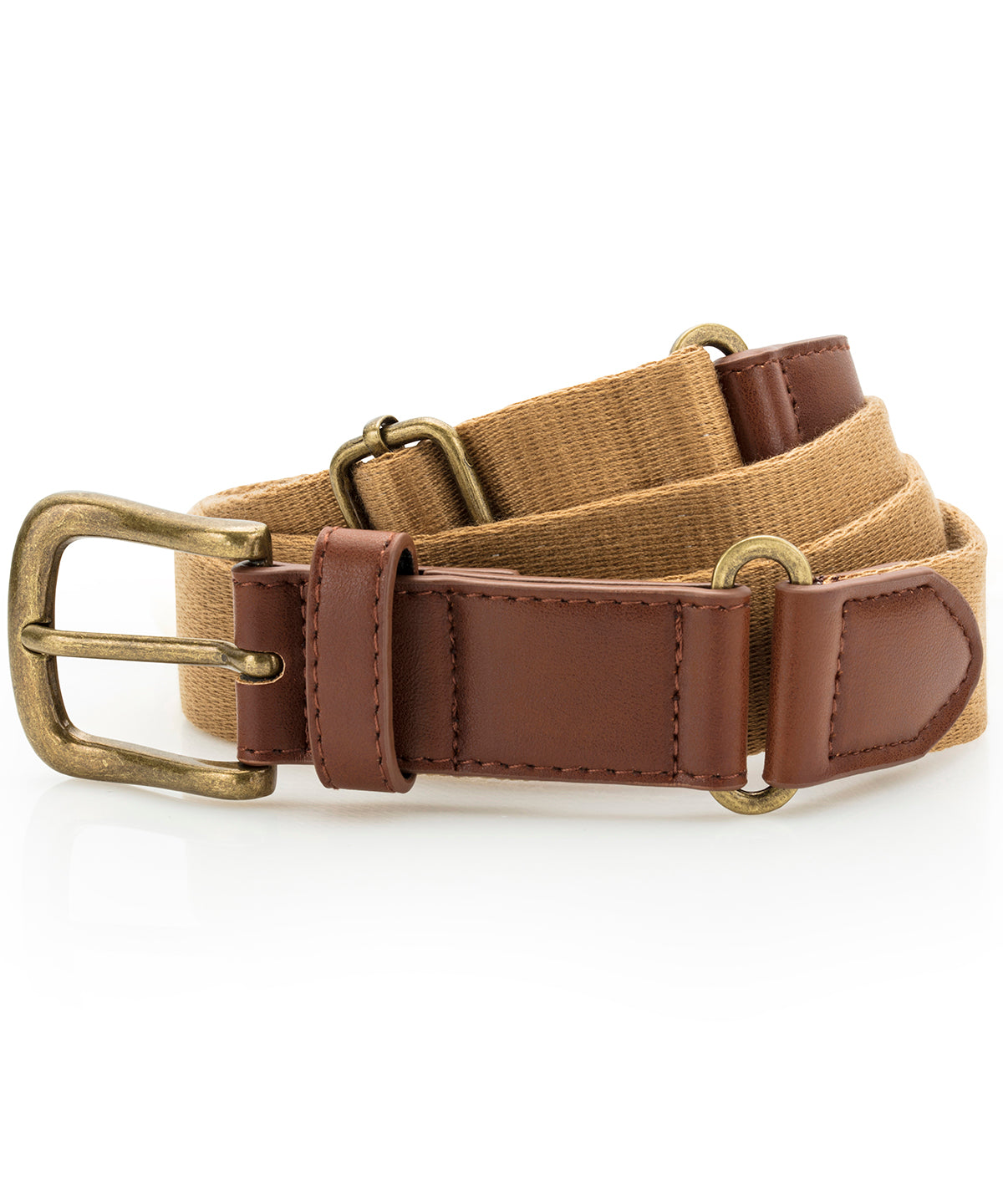 Faux leather and canvas belt