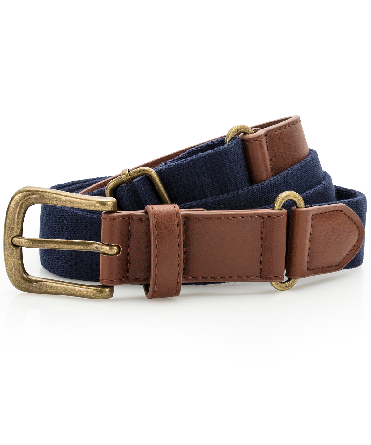 Faux leather and canvas belt