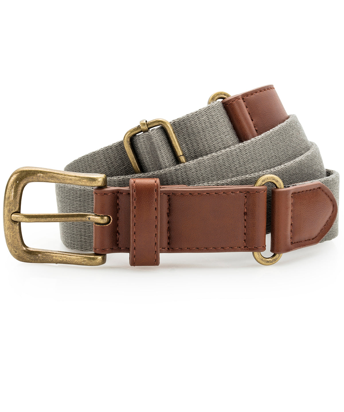 Faux leather and canvas belt