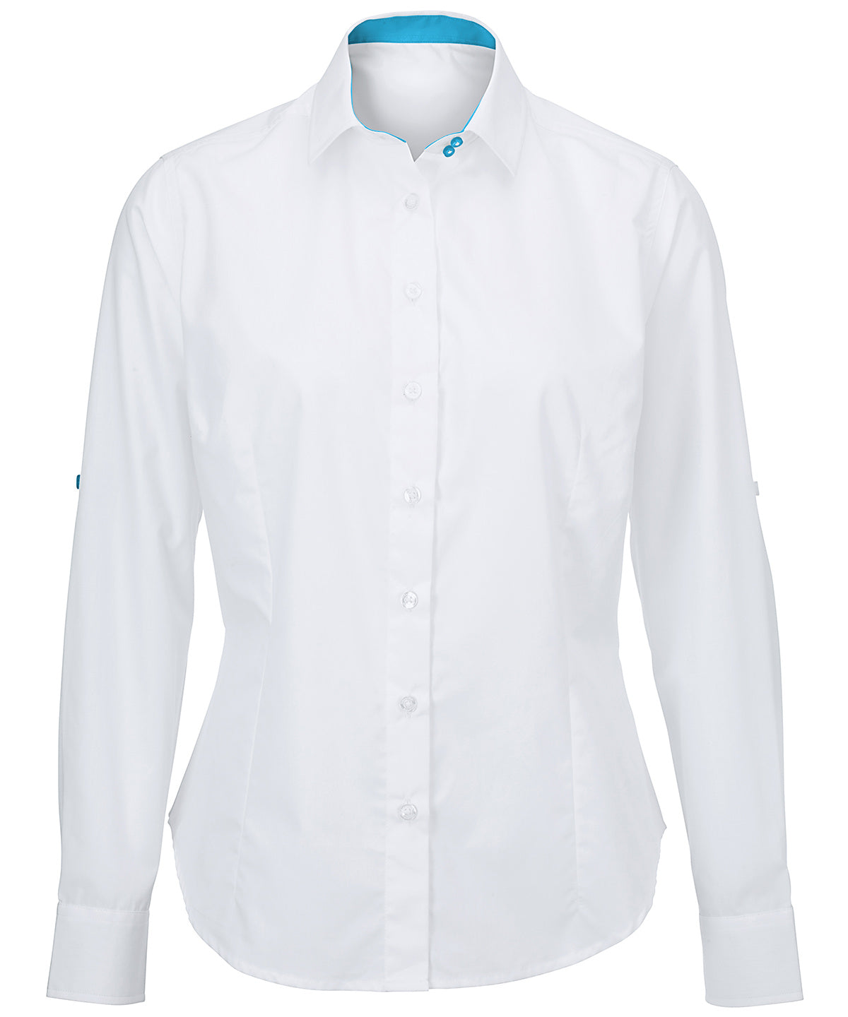 Women's white roll-up sleeve shirt (NF521W)