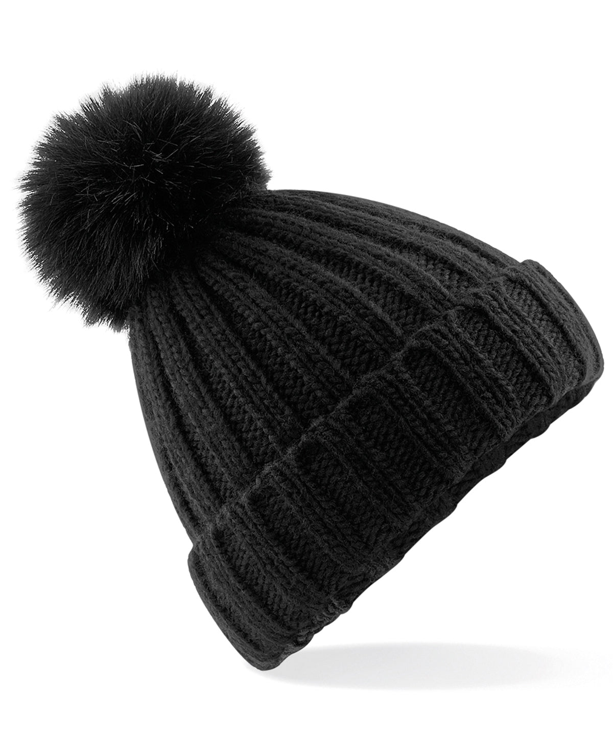 Verbier fur pop pom chunky beanie