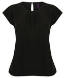 Women's pleat front short sleeve blouse