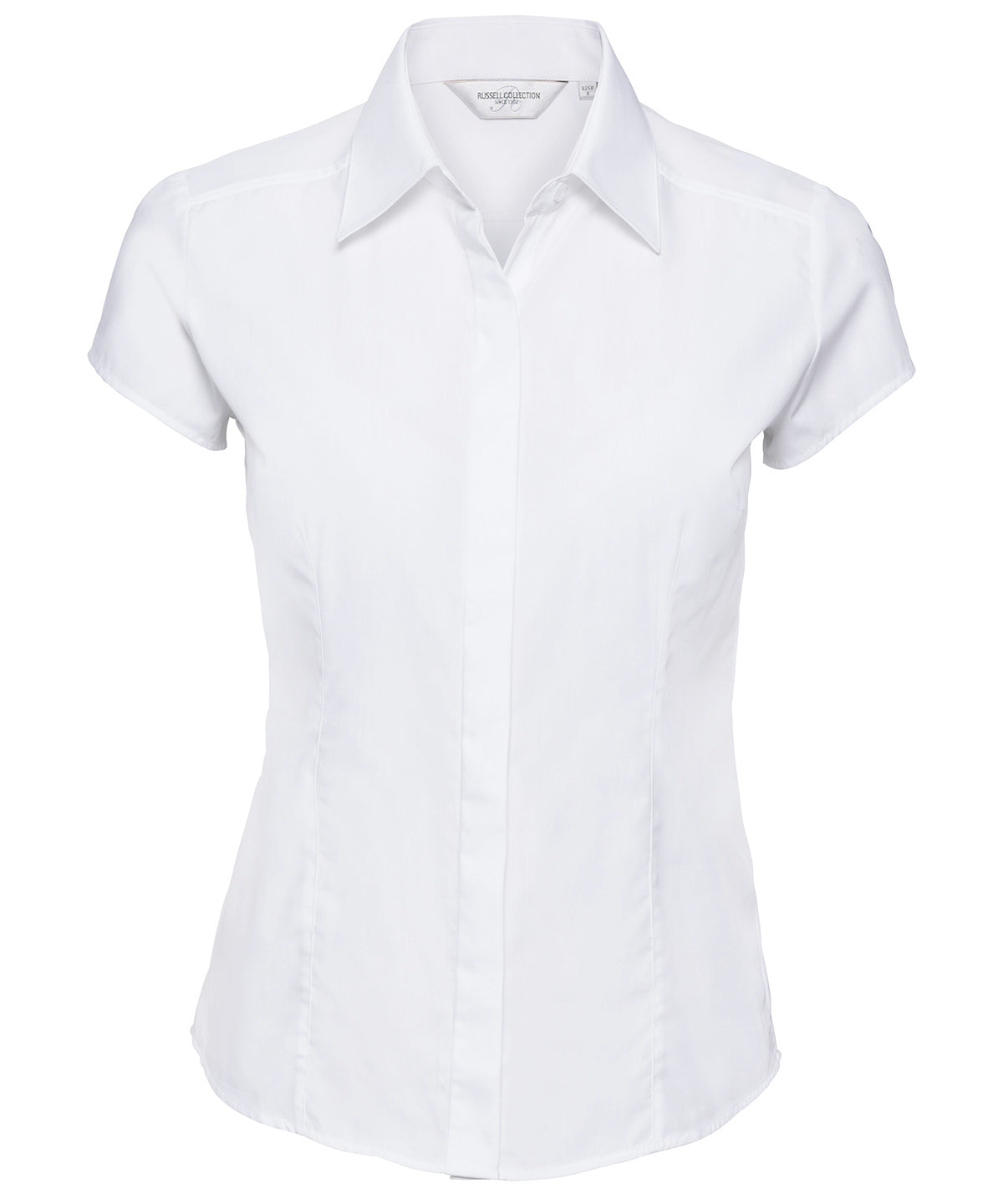 Women's cap sleeve polycotton easycare fitted poplin shirt