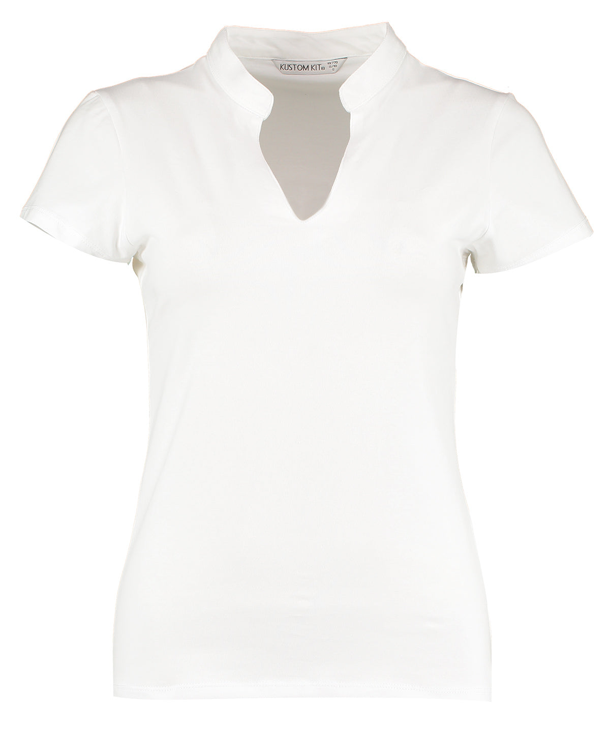 Women's corporate short-sleeved top v-neck mandarin collar (regular fit)