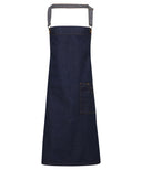 District waxed-look denim bib apron