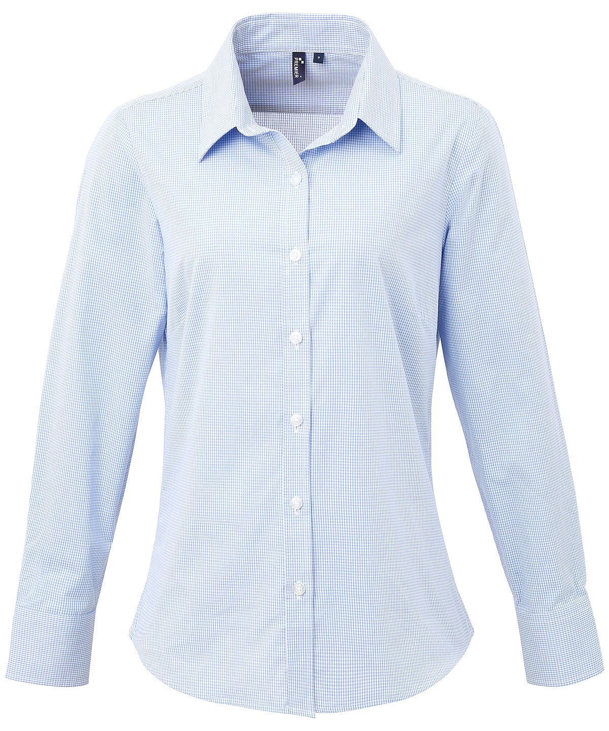 Women's Microcheck (Gingham) long sleeve cotton shirt