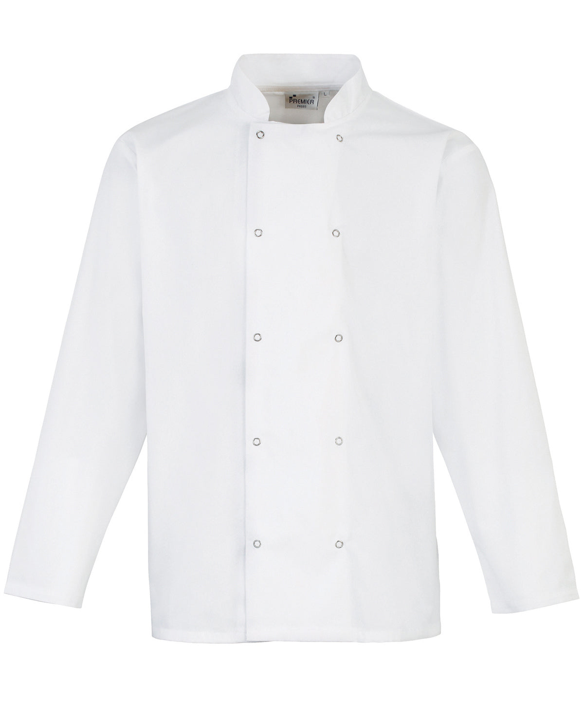 Studded front long sleeve chef's jacket