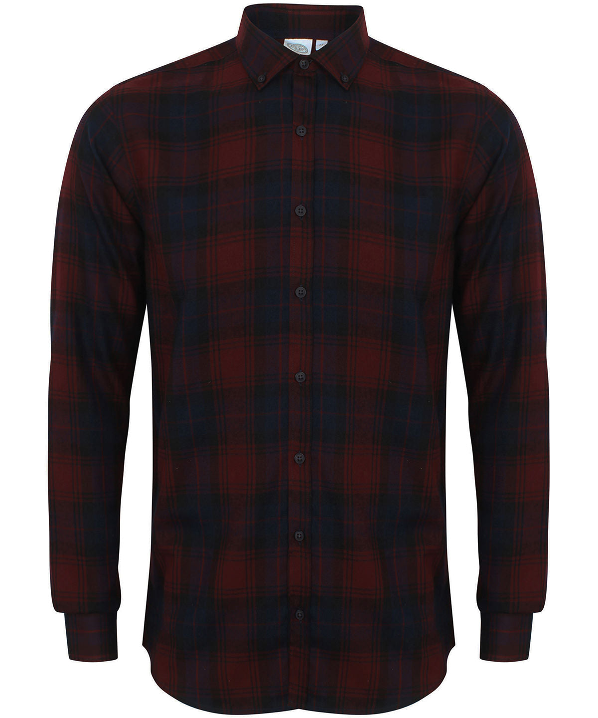 Brushed check casual shirt with button-down collar