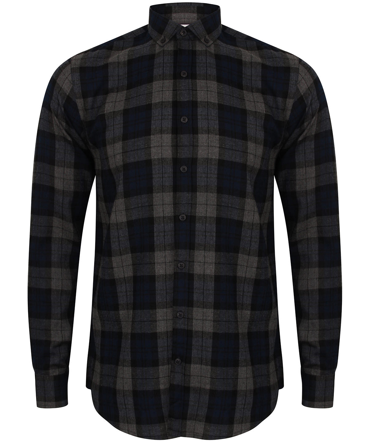 Brushed check casual shirt with button-down collar