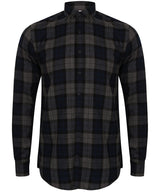 Brushed check casual shirt with button-down collar