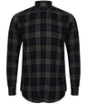 Brushed check casual shirt with button-down collar
