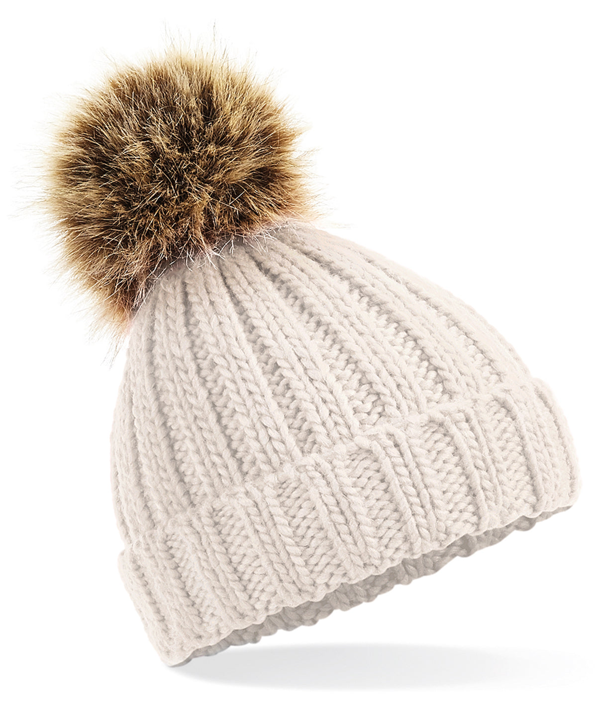 Infant/junior fur pom pom chunky beanie