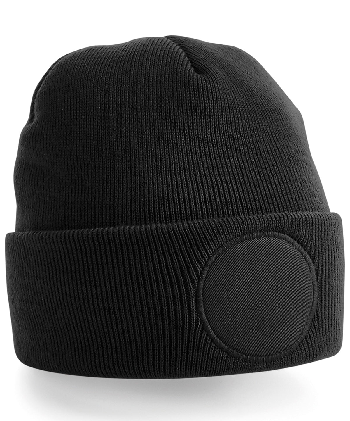 Circular patch beanie