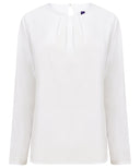 Women's pleat front long sleeve blouse