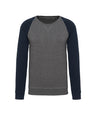Men's two-tone organic crew neck raglan sleeve sweatshirt