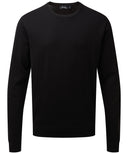 Crew neck cotton-rich knitted sweater