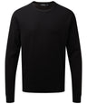 Crew neck cotton-rich knitted sweater