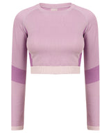Women's seamless panelled long sleeve crop top
