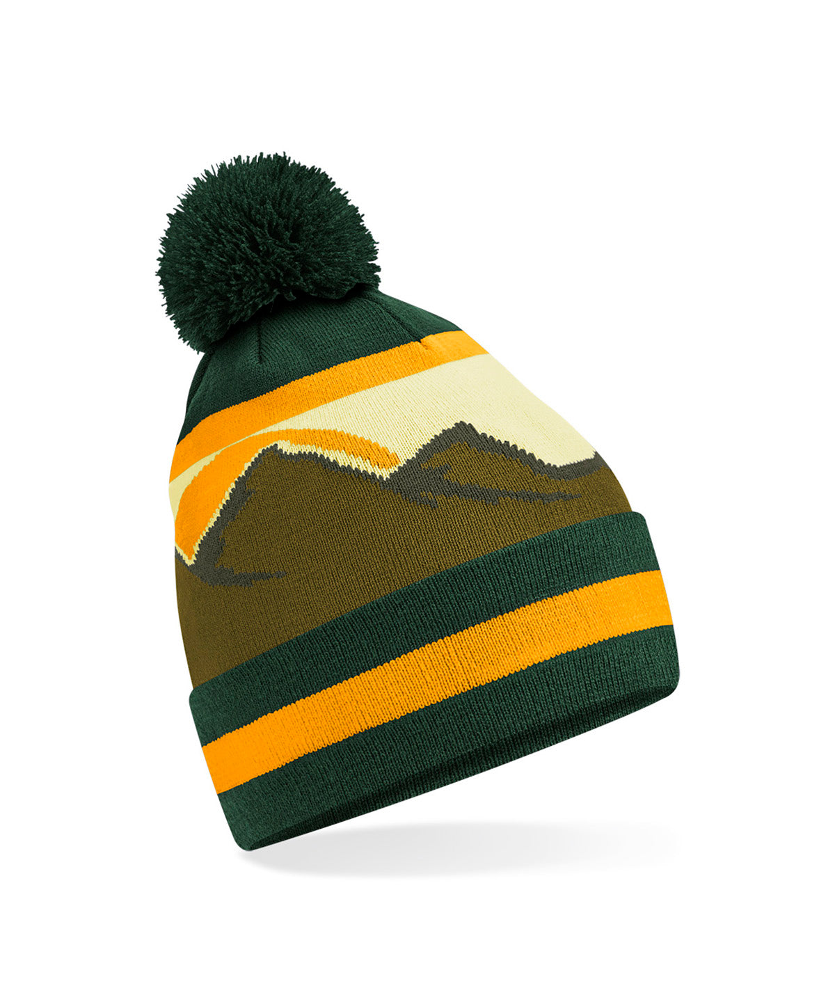 Mountain peaks pom pom beanie