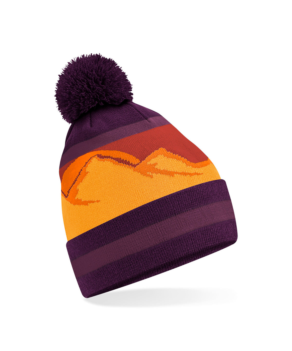 Mountain peaks pom pom beanie