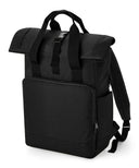Recycled twin handle roll-top laptop backpack