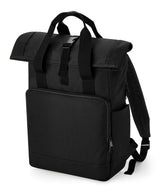 Recycled twin handle roll-top laptop backpack