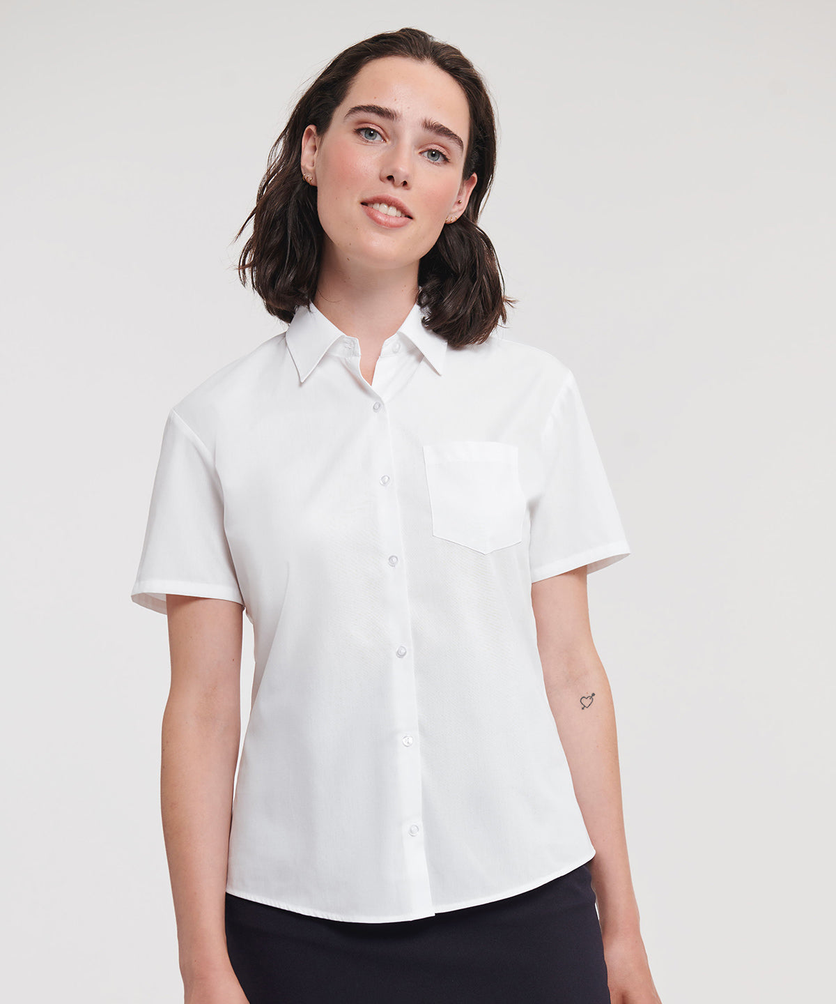 Women's short sleeve pure cotton easycare poplin shirt