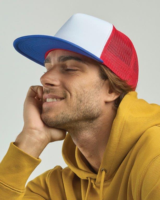 Atlantis# Snap 90s Flat Visor 5 Panel Trucker Cap