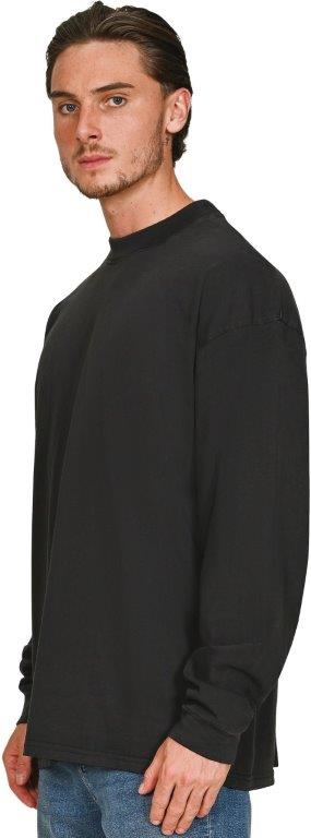 Casual Ringspun Combed 180 Acid Wash Oversize Extended Neck Long Sleeve Tall T