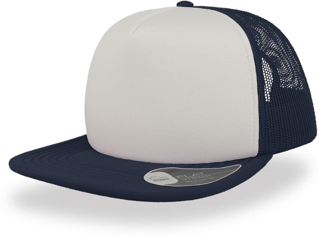 Atlantis# Snap 90s Flat Visor 5 Panel Trucker Cap