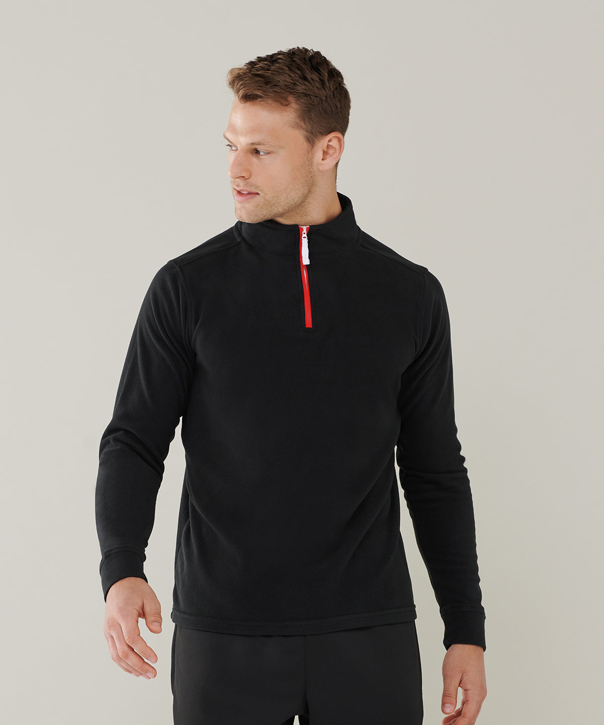 ¼ zip long sleeve fleece piped