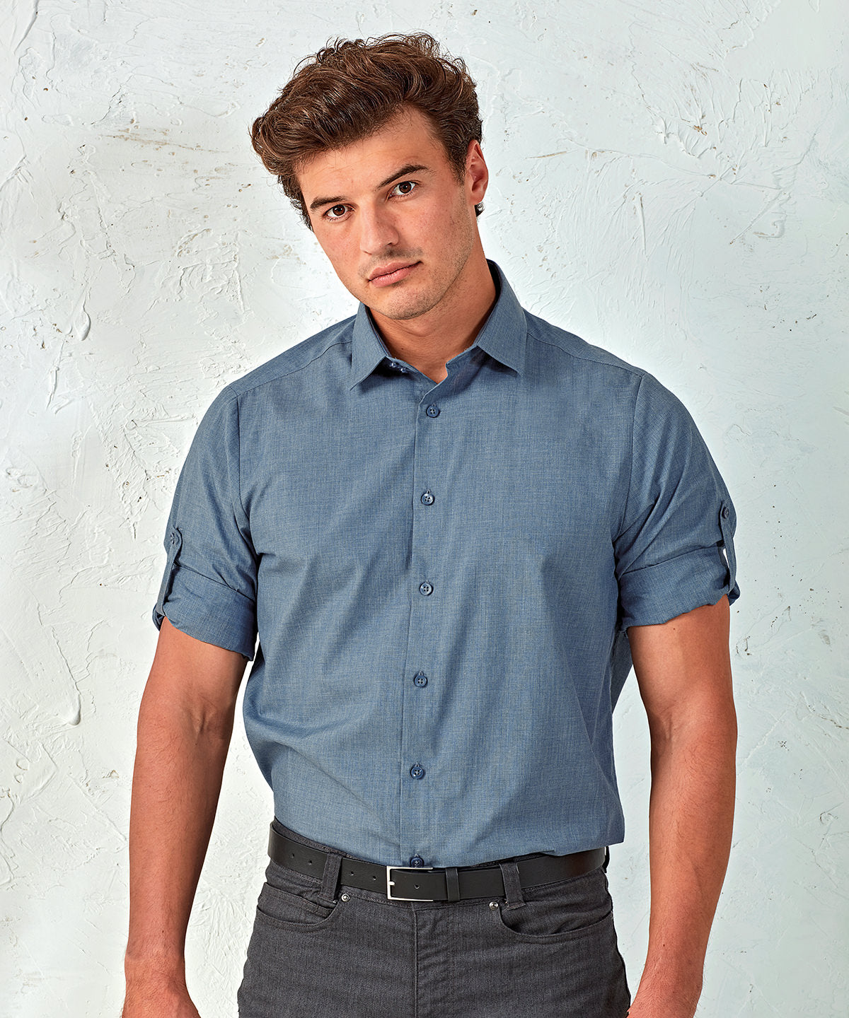 Poplin cross-dye roll sleeve shirt