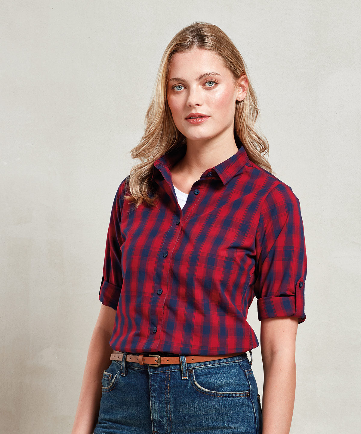 Women's Mulligan check cotton long sleeve shirt